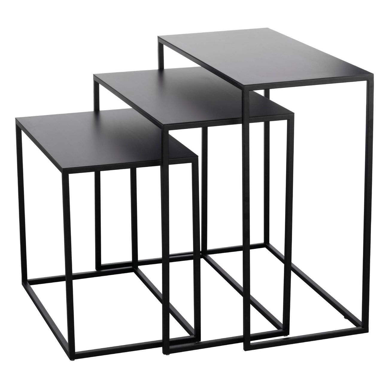 SIDE TABLE SET 3 ST. ZWART METAAL 