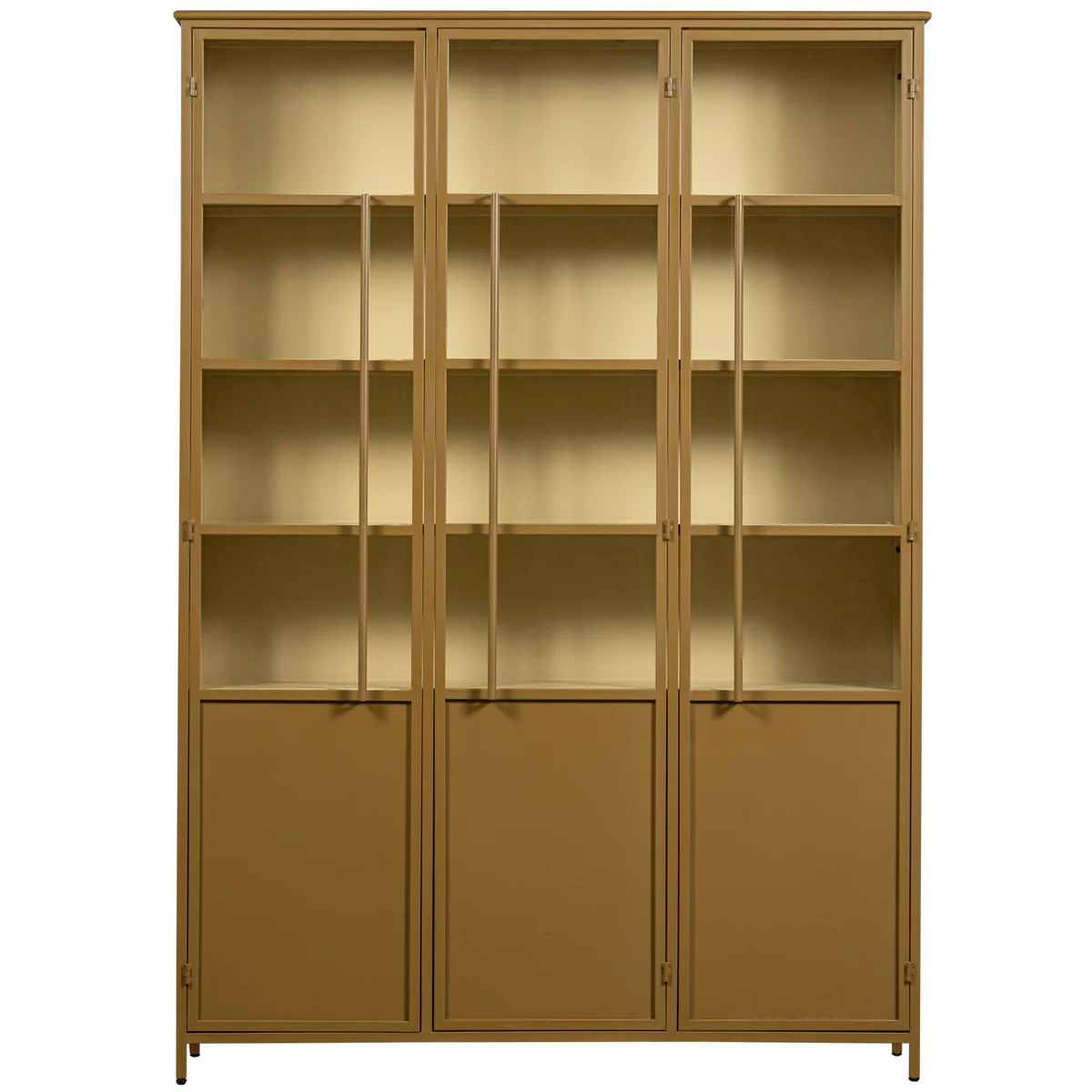 WOOOD EXHIBIT XL 3-DEURS VITRINEKAST METAAL HONINGGEEL