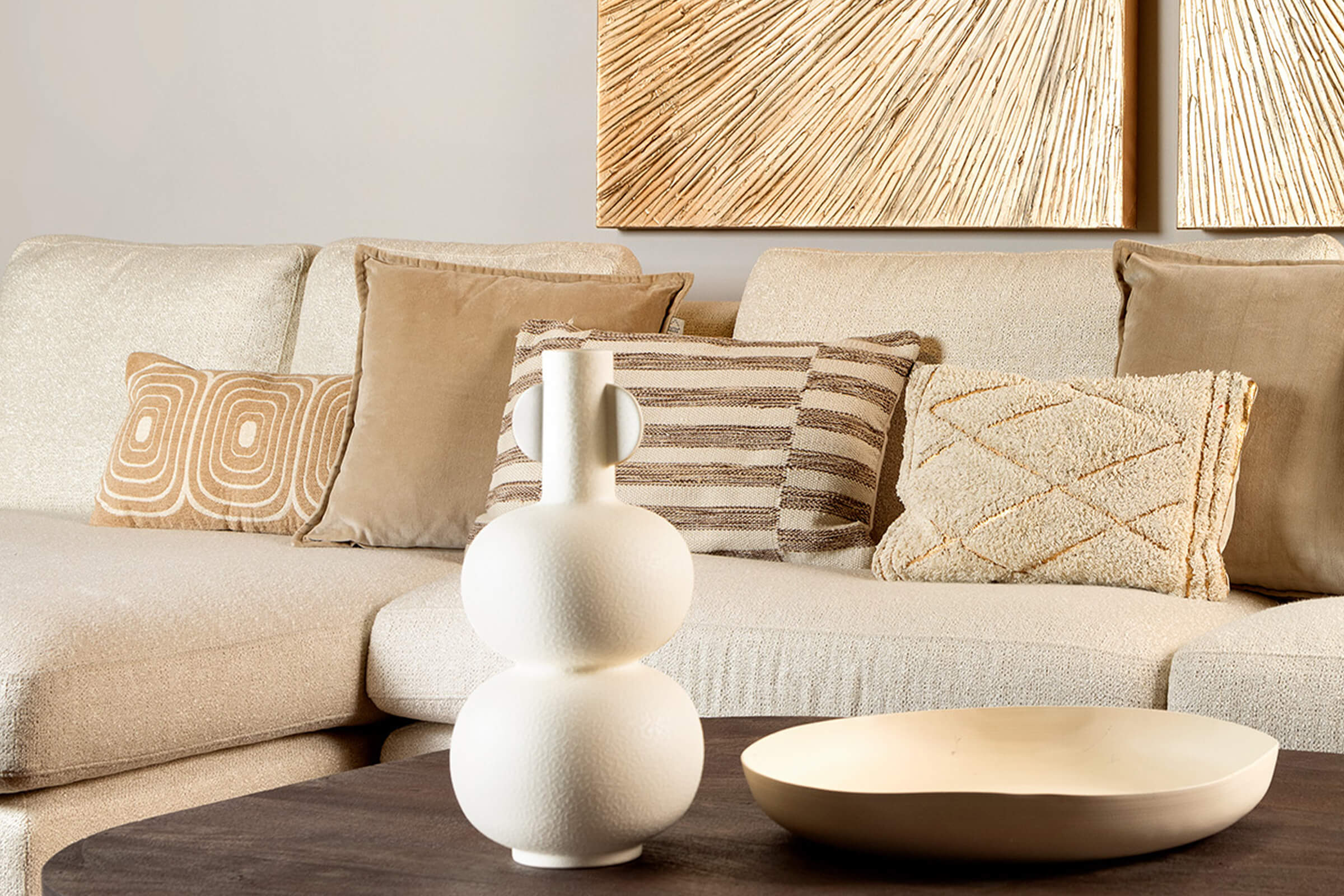 Dutch Decor sierkussen Duuk Beige-Goud 50×30 cm