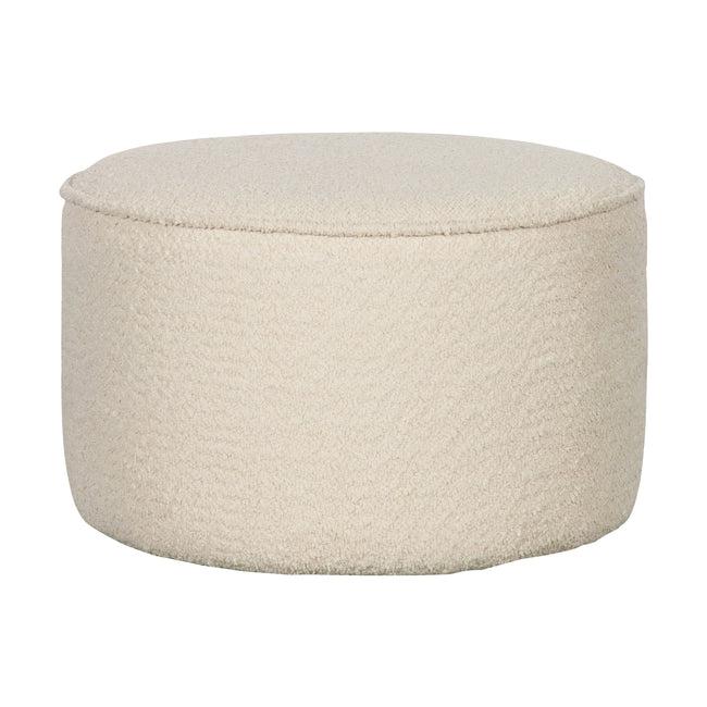 WOOOD Sara poef laag boucle creme 36x60