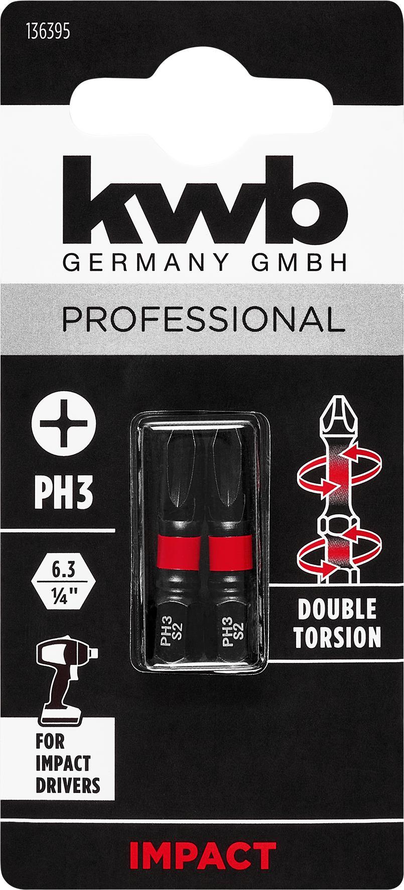 KWB Double Torsion Bits PH3 30 mm - 2 stuks