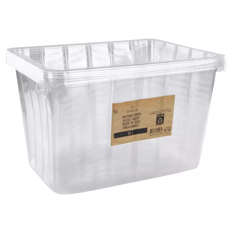 Copenhagen Pro inzetbak voor emmer kunststof stapelbaar 14l - 5 stuks