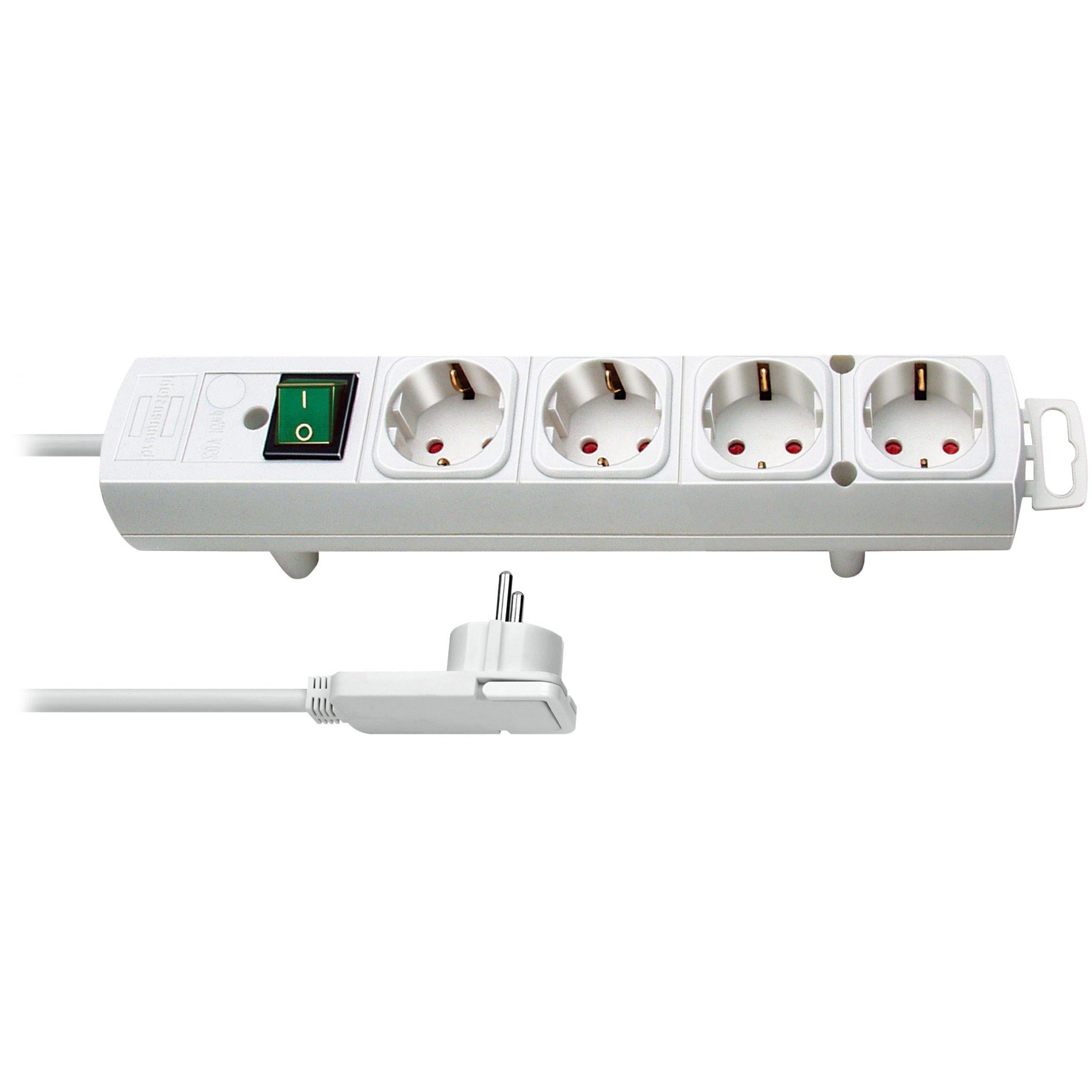 Brennenstuhl Comfort-Line Plus stekkerdoos met platte stekker 4-voudig wit 2 mtr.