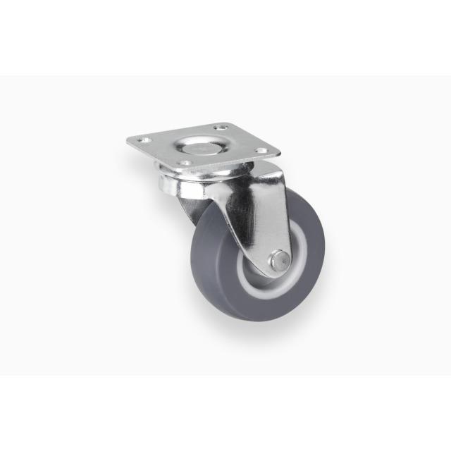 Zwenkwiel 50mm rubber grijs