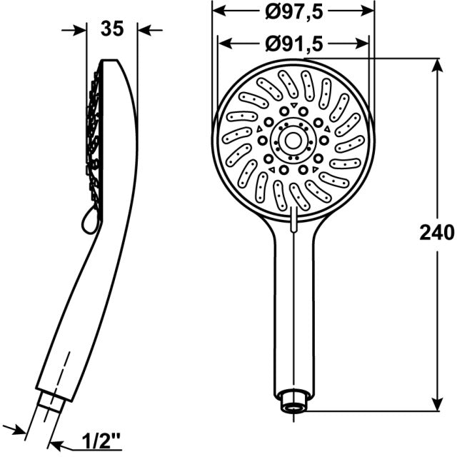 Cornat handdouche Barano 5S anti-kalk chroom