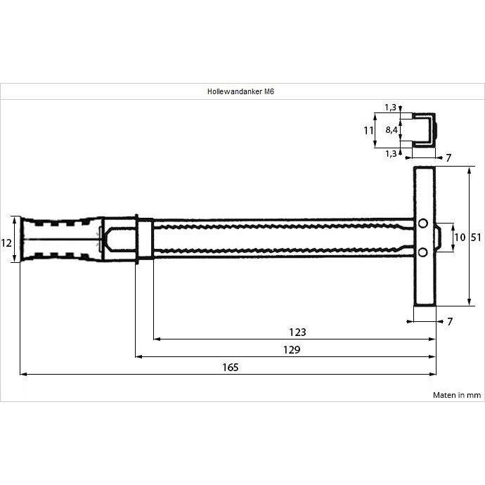Toggler hollewand ankers M6