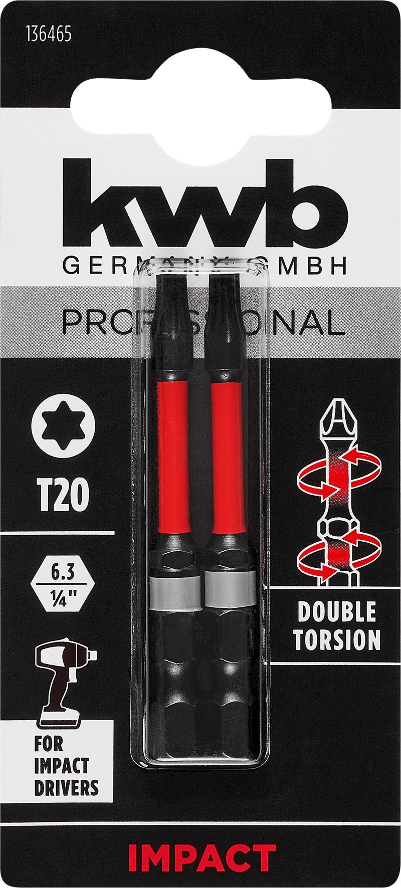 KWB Double Torsion Bits T20 60 mm - 2 stuks
