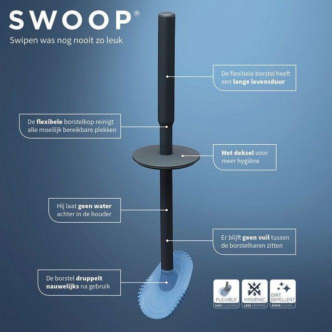 Tiger Tess toiletborstelhouder met Swoop borstel flexibel zwart/antraciet