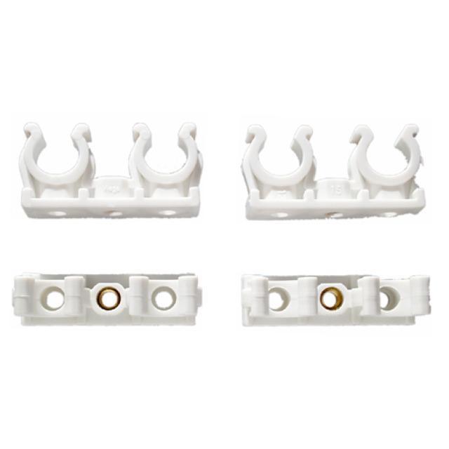 Dubbele clip koperbuis 28mm 2 st.