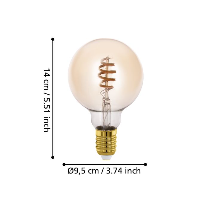 Eglo LED lamp Zigbee spiraal amber E27 G95 4,9W