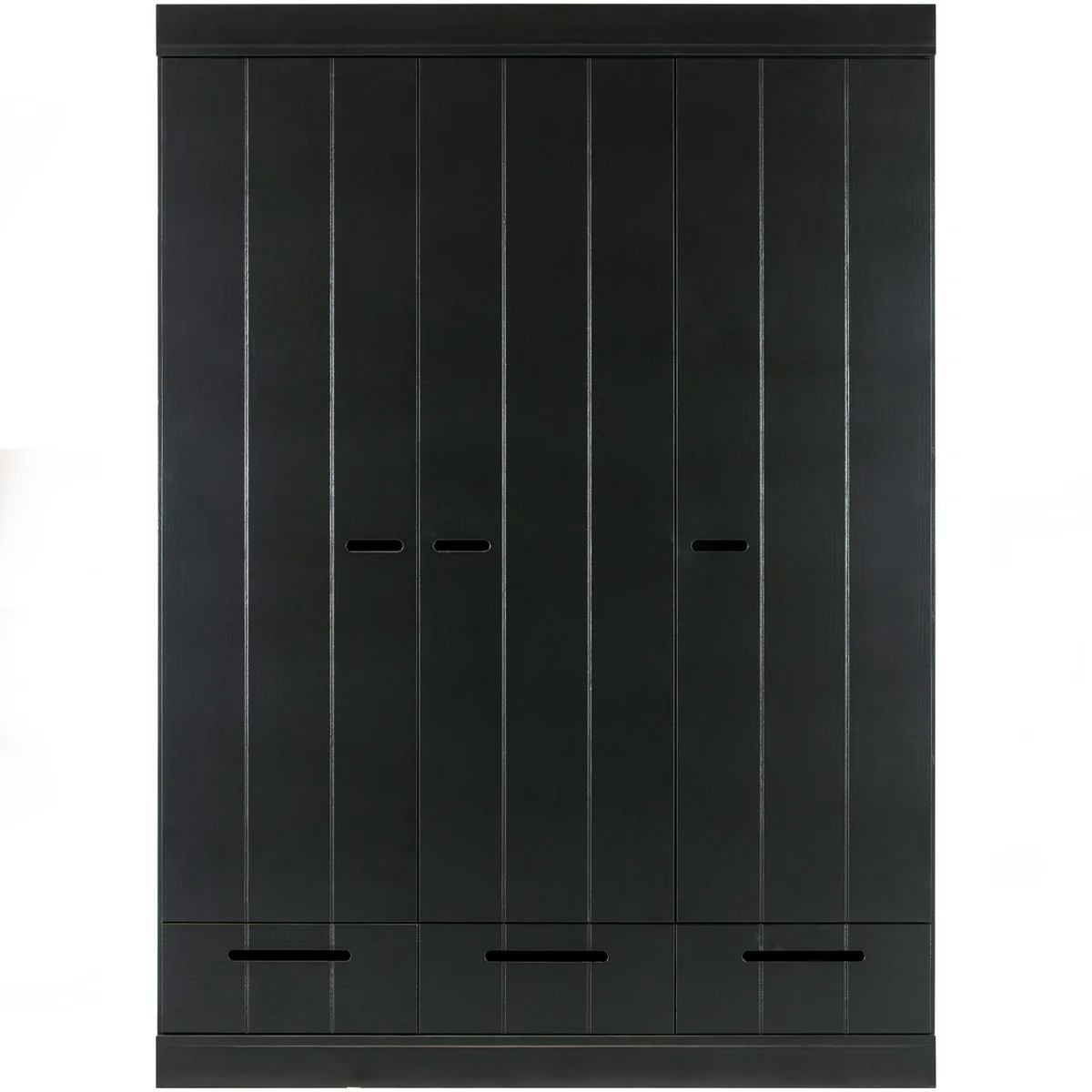 WOOOD Connect kledingkast 3-deurs + lade zwart