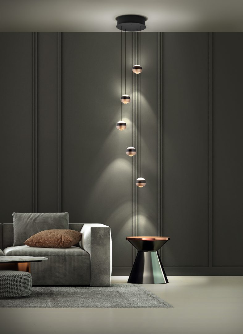 Trio Select hanglamp Orbit 5-lichts metaal mat zwart rond