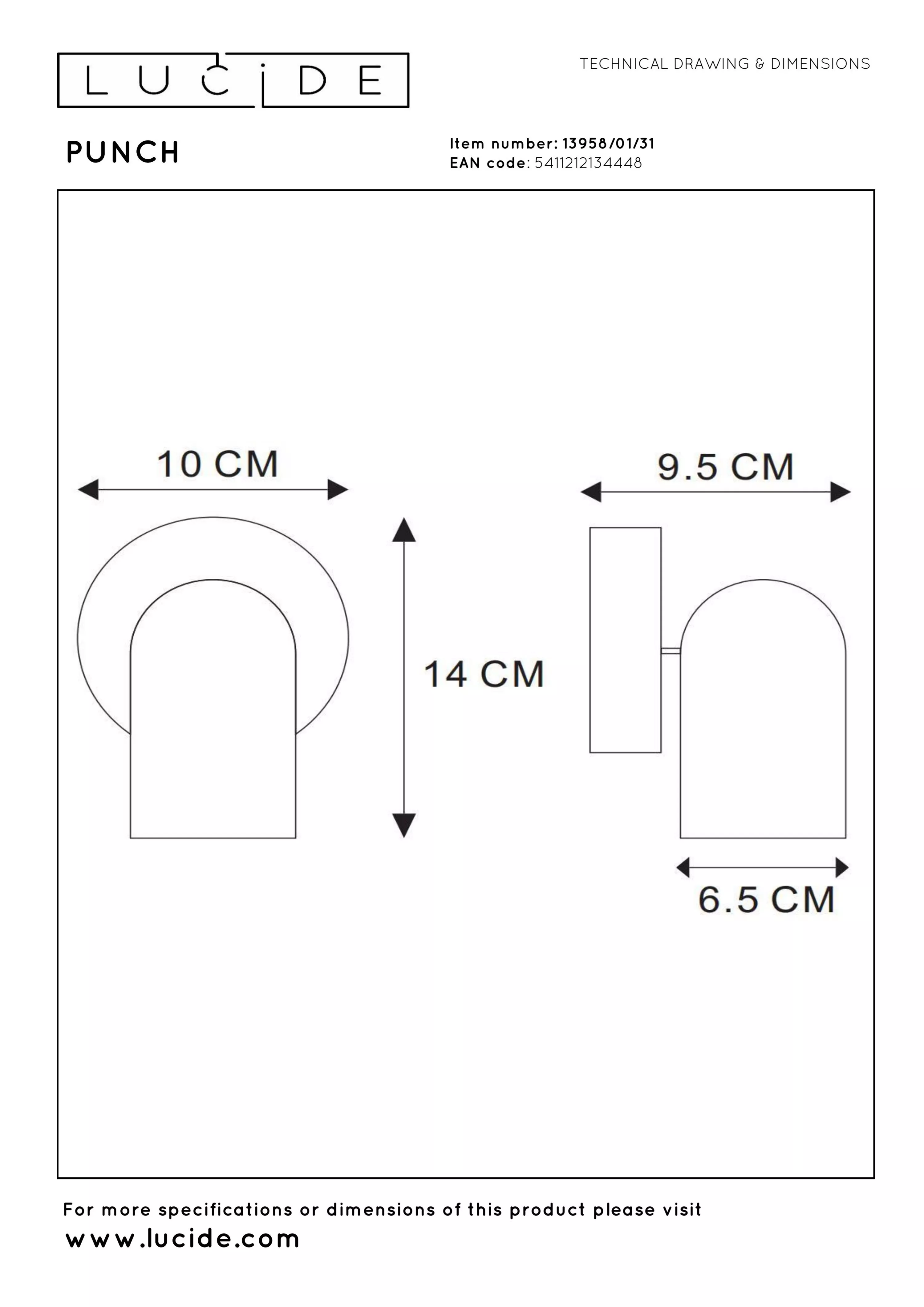 Lucide PUNCH - Plafondspot - 1xGU10 - Wit