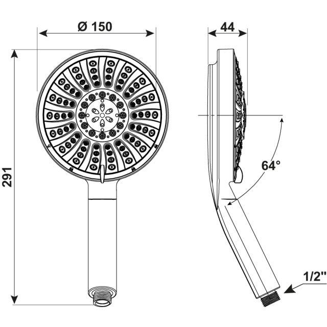 Cornat handdouche Fundao met 5 straalsoorten chroom