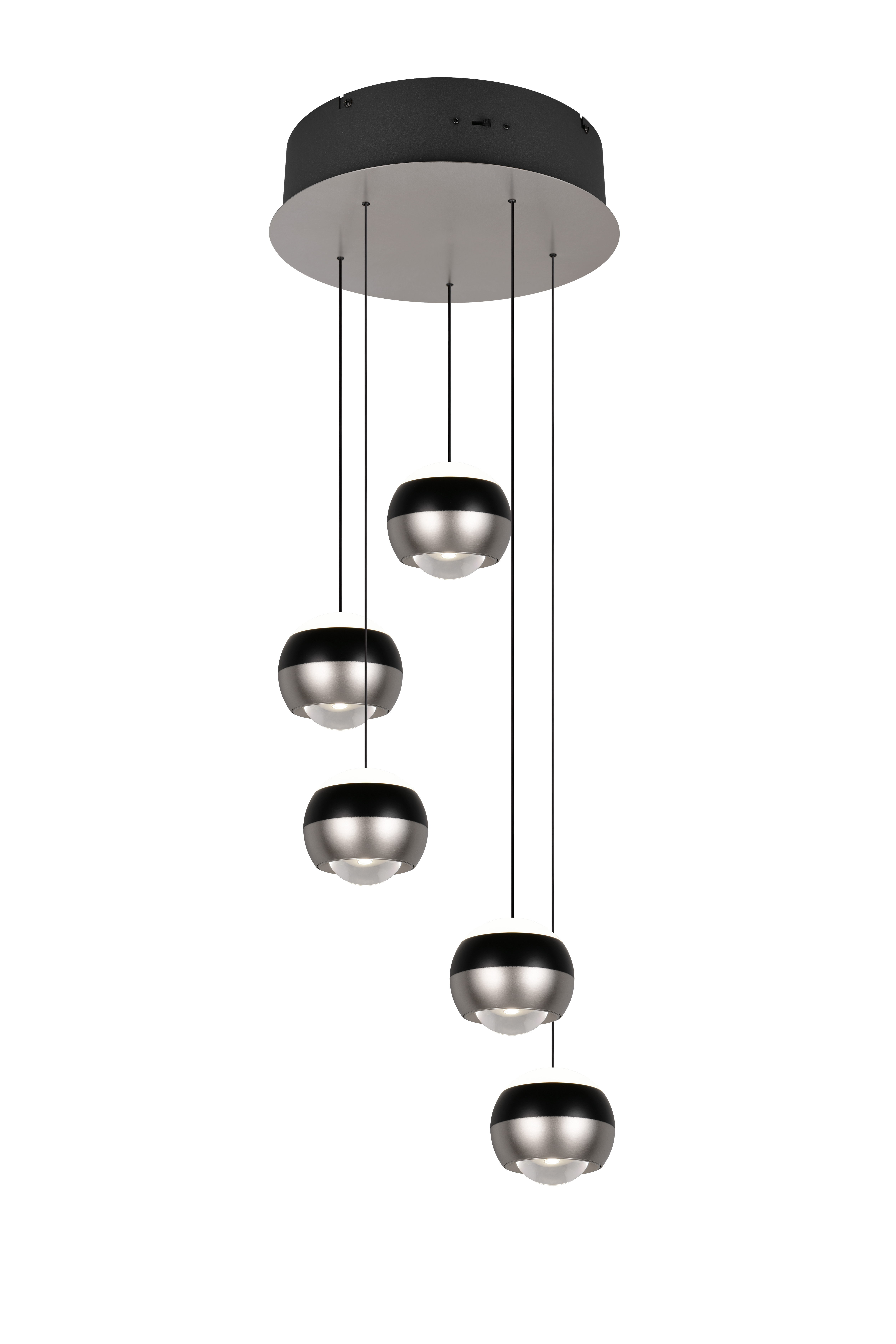 Trio Select hanglamp Orbit 5-lichts rond nikkel mat