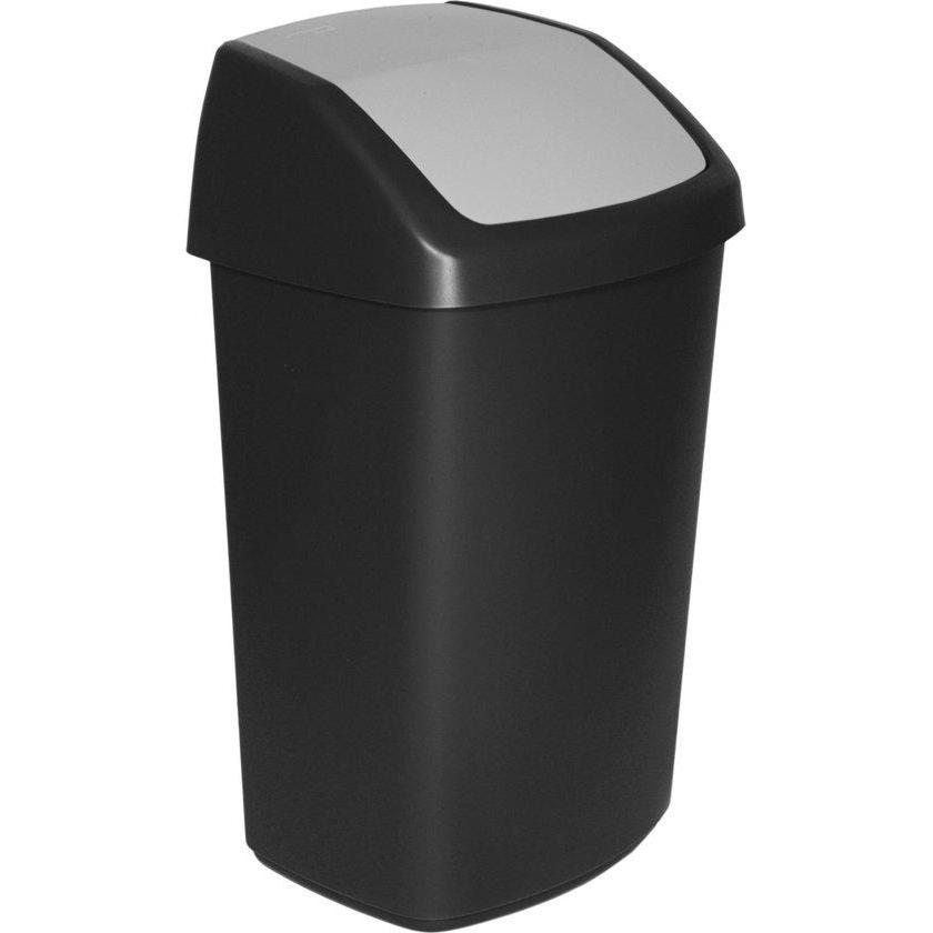 Curver swing bin 50 liter zwart / lichtgrijs