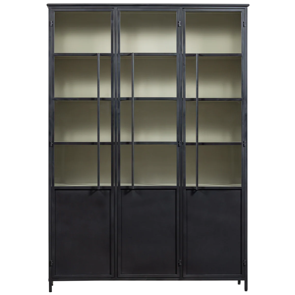 WOOOD EXHIBIT XL 3-DEURS VITRINEKAST METAAL ZWART