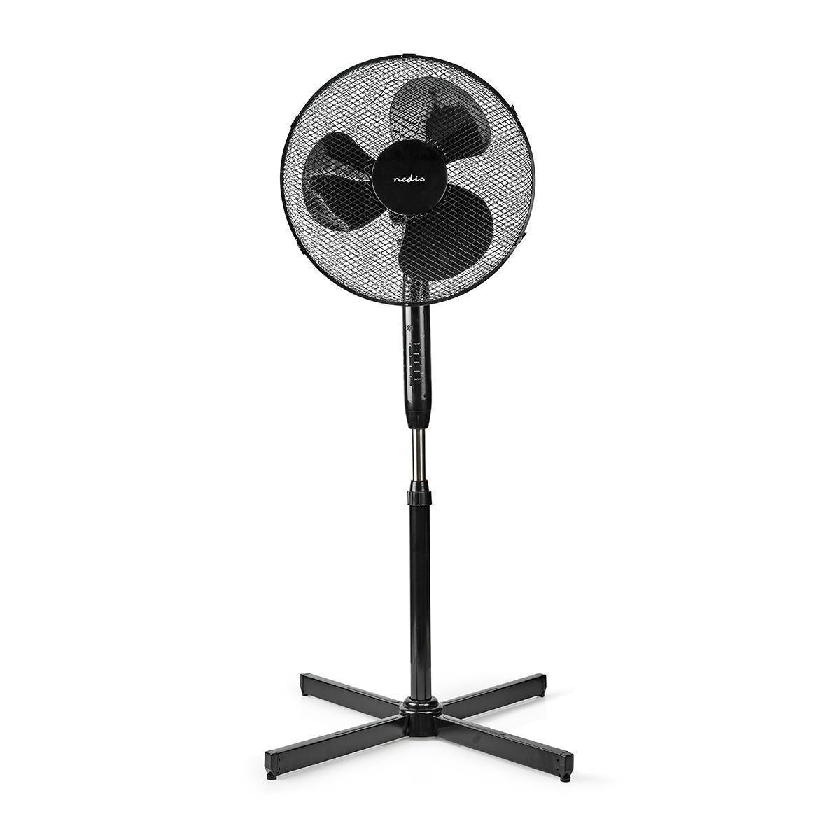 Staande Ventilator - 40 cm, oscillatie, 40 W, verstelbare hoogte, uitschakeltimer, afstandbediening, zwart