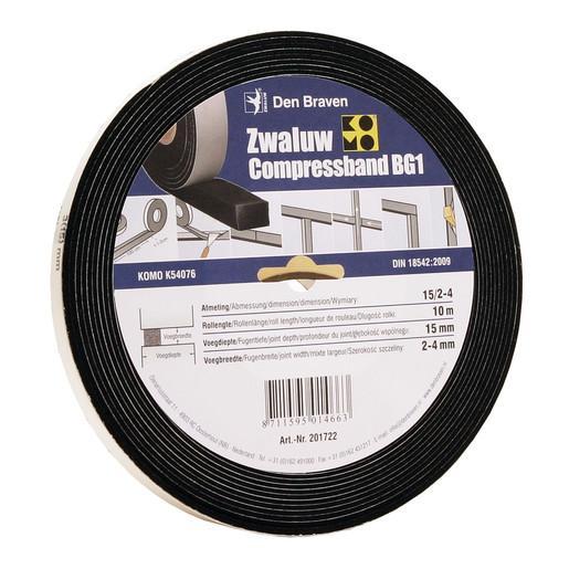 Zwaluw compressband BG1 antraciet 20 x 40mm rol 4,3m