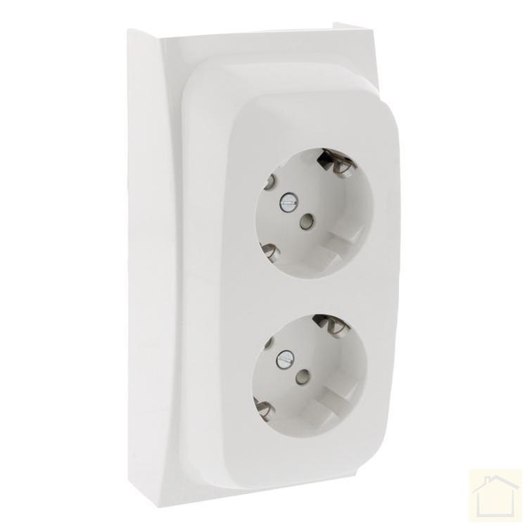 Attema K40 contactdoos P25-K40, 2-voudig, randaarde polarwit