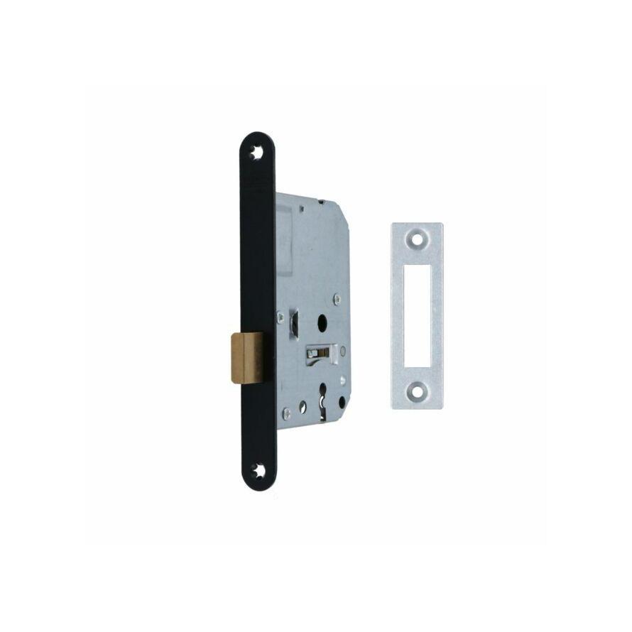 Nemef 1256/2 kastslot DM50 mm. klaviersleutel voorpl. staal zwart gelakt 20x174 mm.