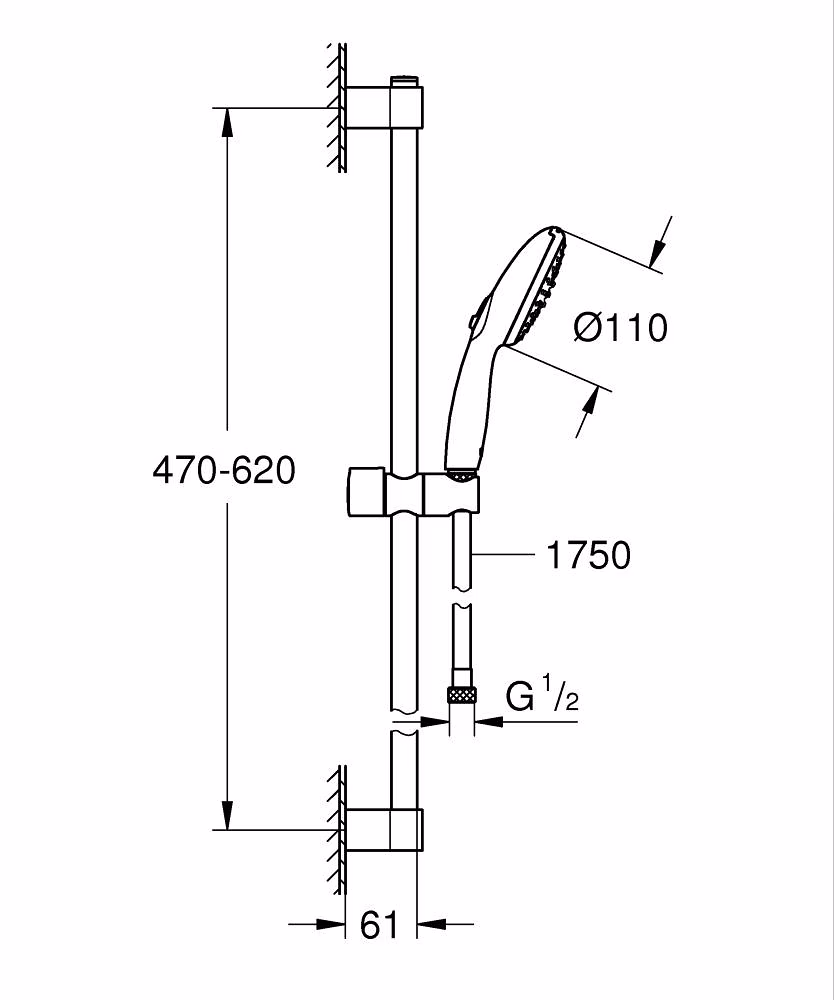 Grohe Tempesta 110 glijstangset 60cm met handdouche