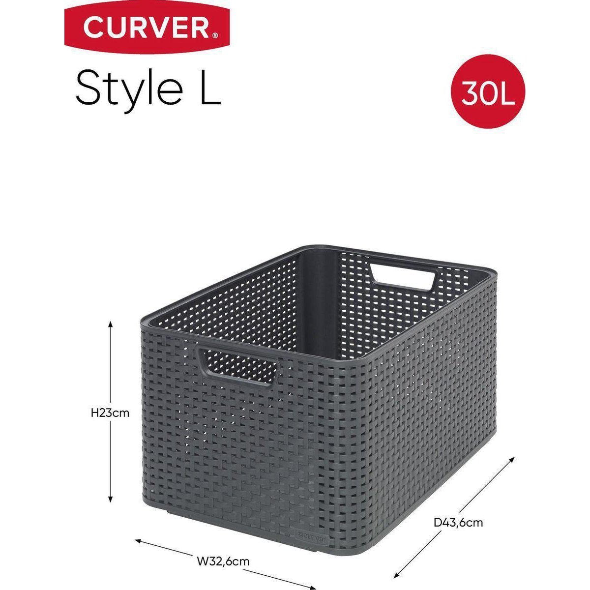 Curver style mandje L 30 liter antraciet