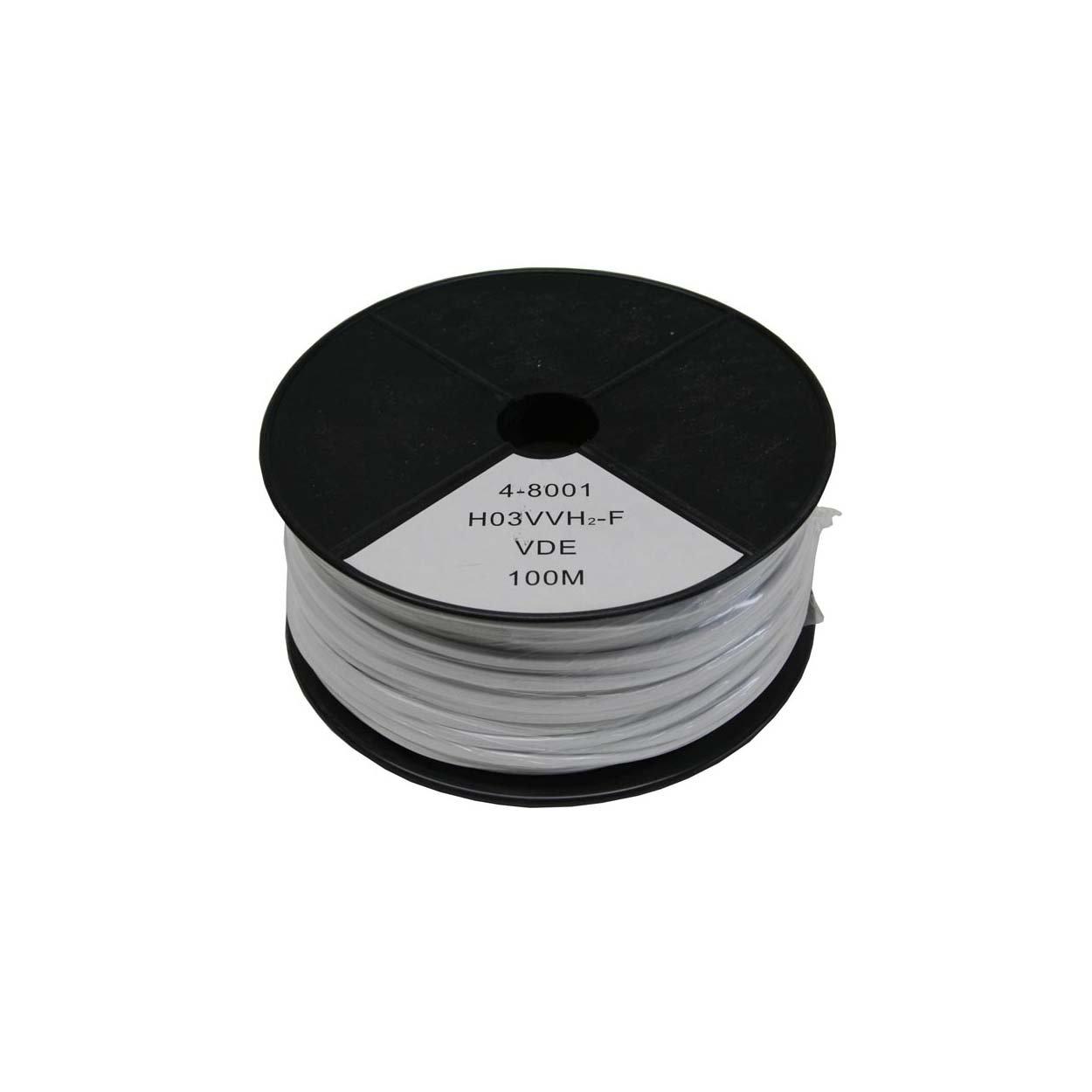 2 x 0.75mm² afgeplat snoer wit