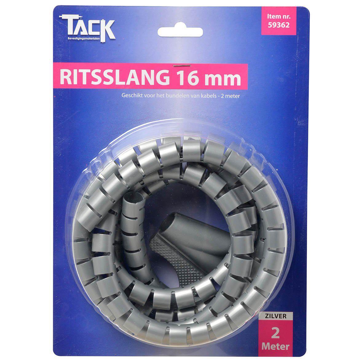 Ritsslang 16 mm. 2 meter Zilver