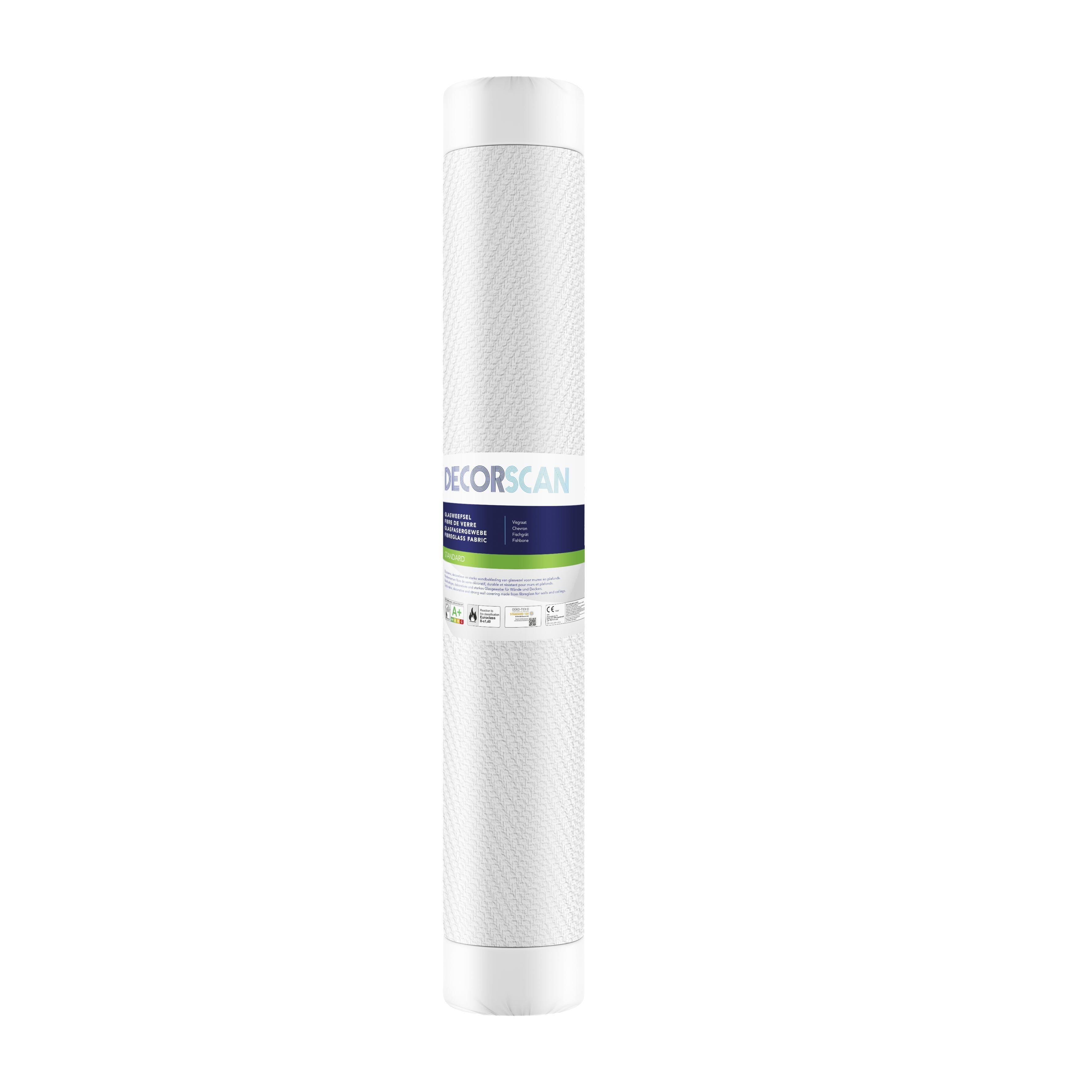 Decorscan Glasweefsel - visgraat 165 165 gr/m2 25 mtr