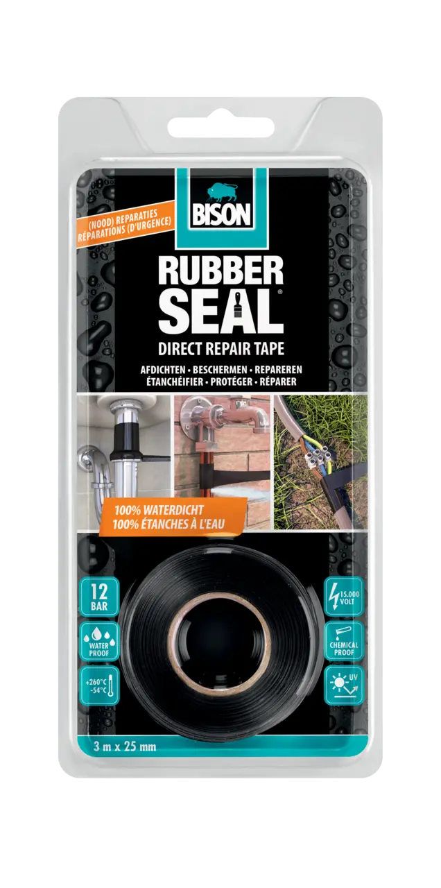 Bison Rubber seal direct repair tape 25mm x 3m