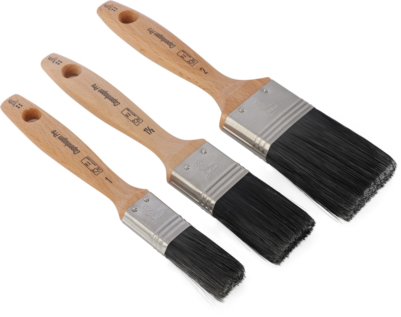 Copenhagen Pro kwastenset plat maat 1, 1 1/2, 2 - 3-delig