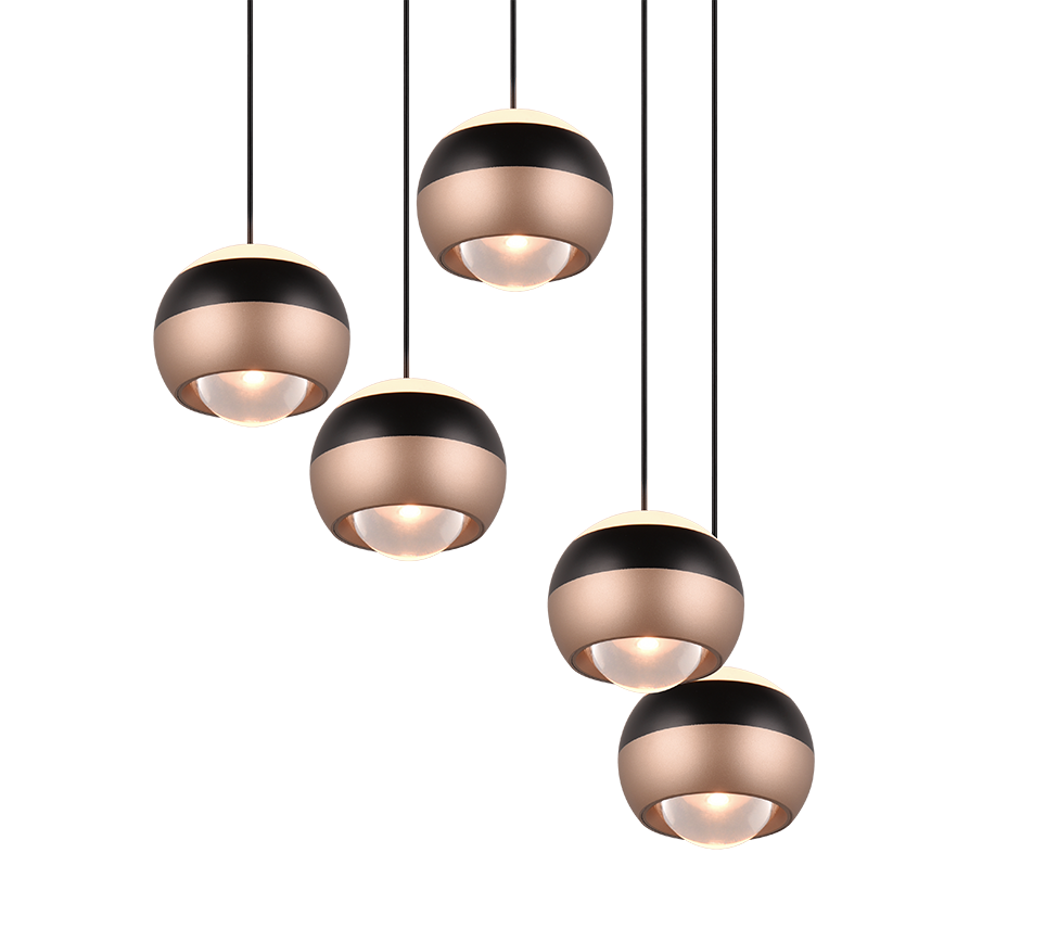 Trio Select hanglamp Orbit 5-lichts metaal mat zwart rond