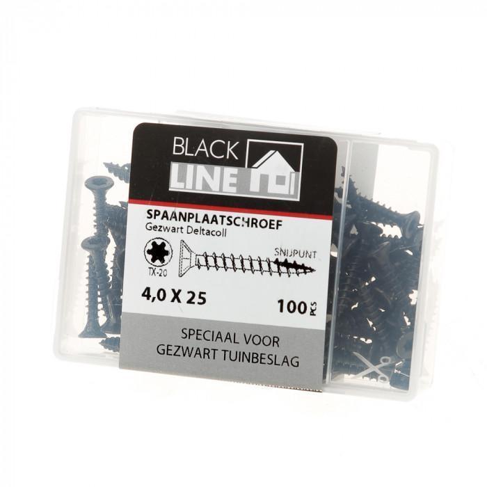 BlackLine spaanplaatschroef 4.0x25 zwart