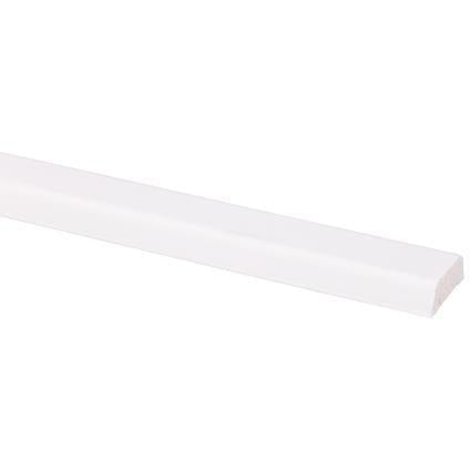 Koplat schuin grenen gegrond 12x34mm wit 270 cm.