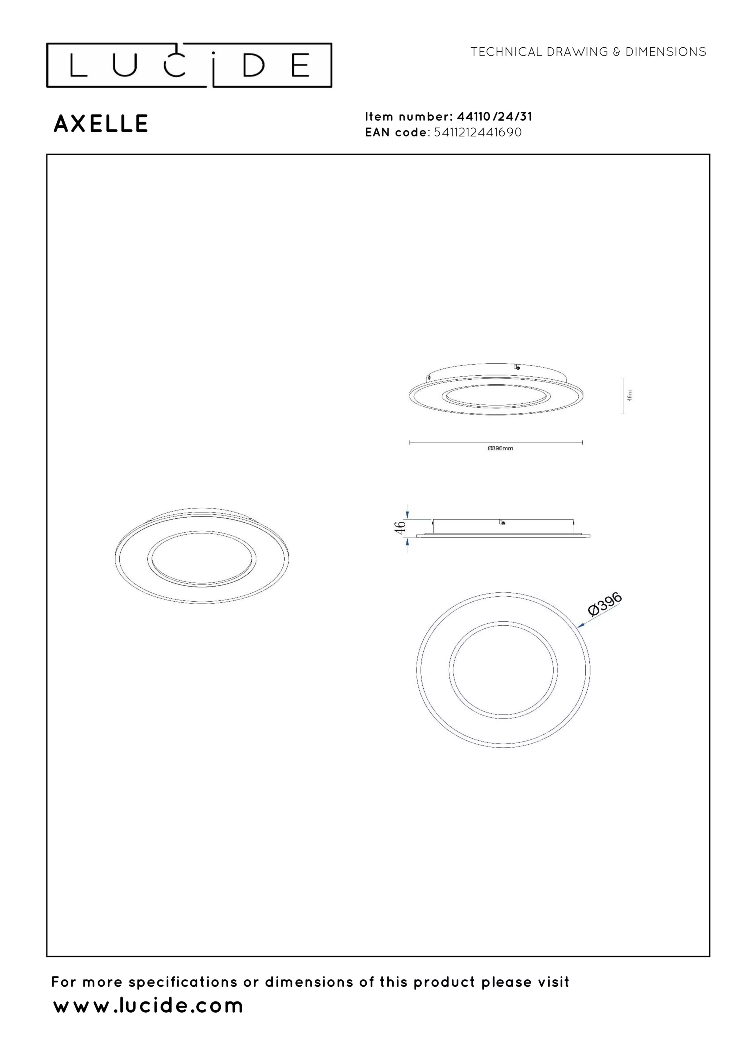AXELLE Plafonni?e-Wit-?39,6-LED Dimb.-24W-2700K