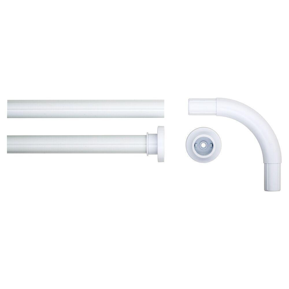 Sealskin Seallux douchegordijnstang set hoek 90x90 RVS wit