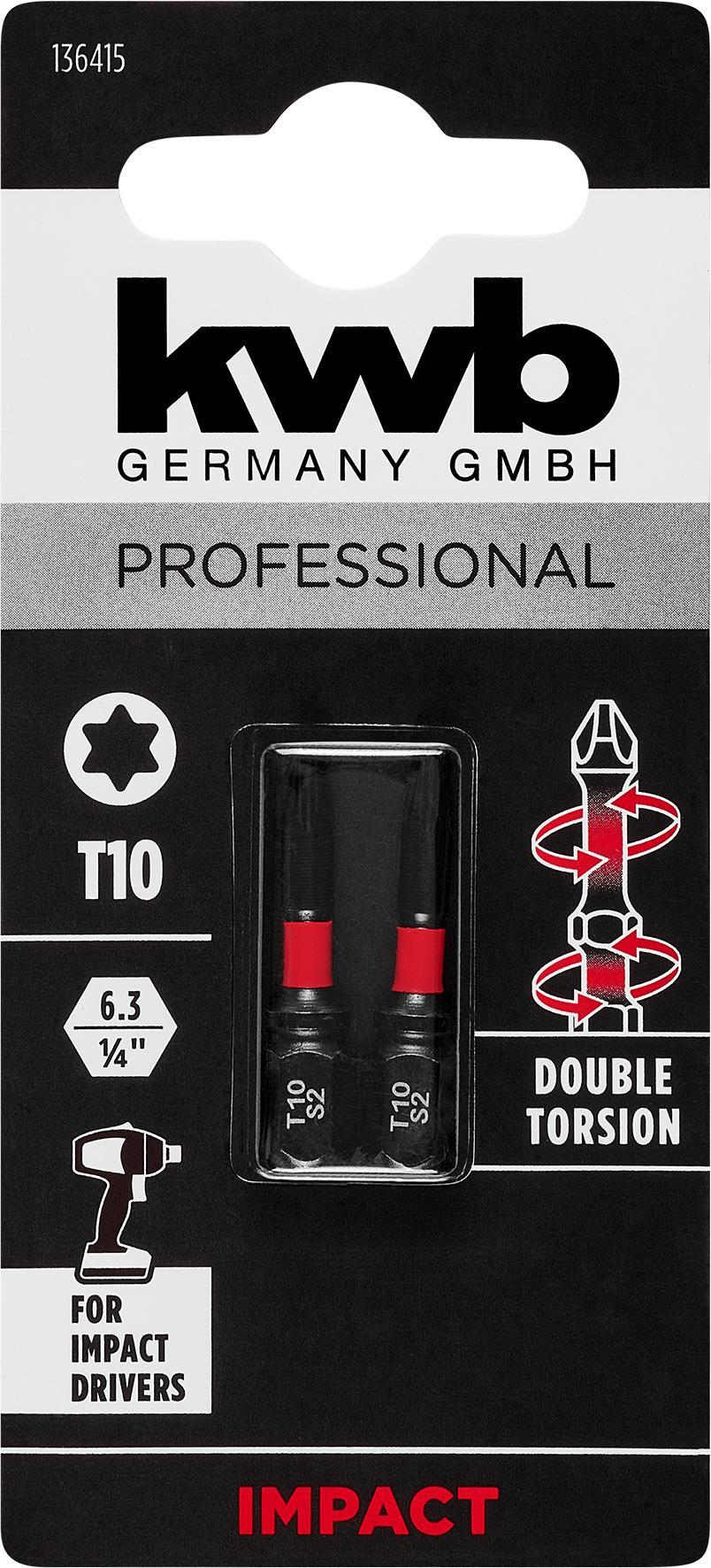 KWB Double Torsion Bits T10 30 mm - 2 stuks