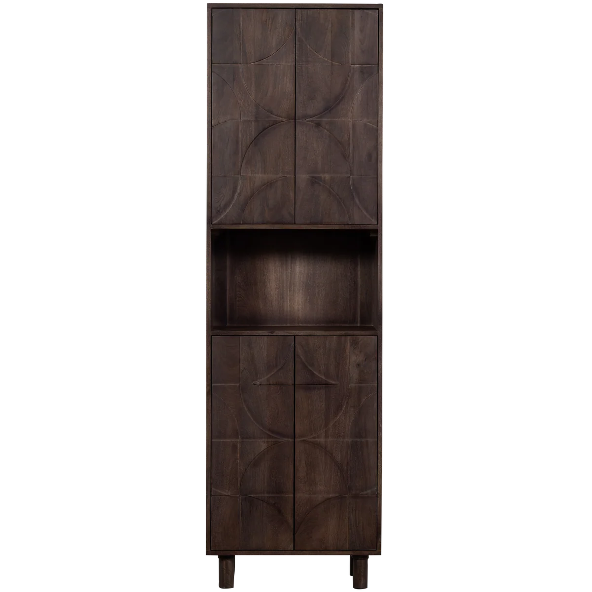 BePureHome draw 4-deurs opbergkast met open vak mango hout walnoot