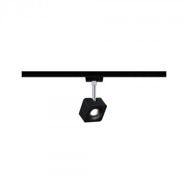 Paulmann URail Spot Cube 1x8W zwart mat chroom 230V metaal/kunststof 2700K dimbaar