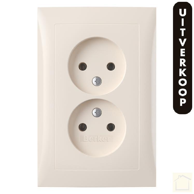 Berker S1 contactdoos inbouw, 2-voudig crème