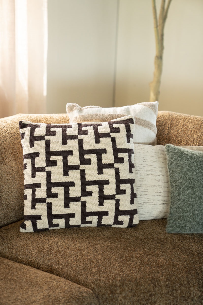 By-Boo sierkussen Ziggy bruin 50×50 cm