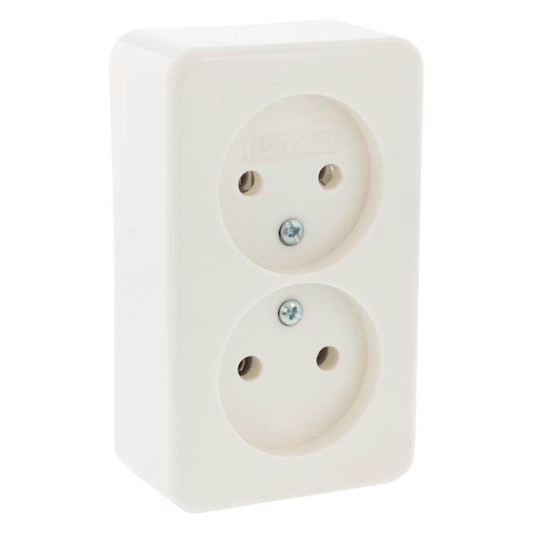 Berker contactdoos opbouw, 2-voudig polarwit