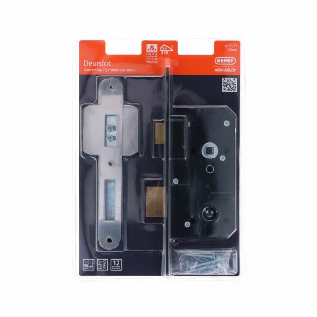 Nemef cilinderslot ronde hoek, rechts en links, type 4139, SKG**, RVS 174 x 25 mm