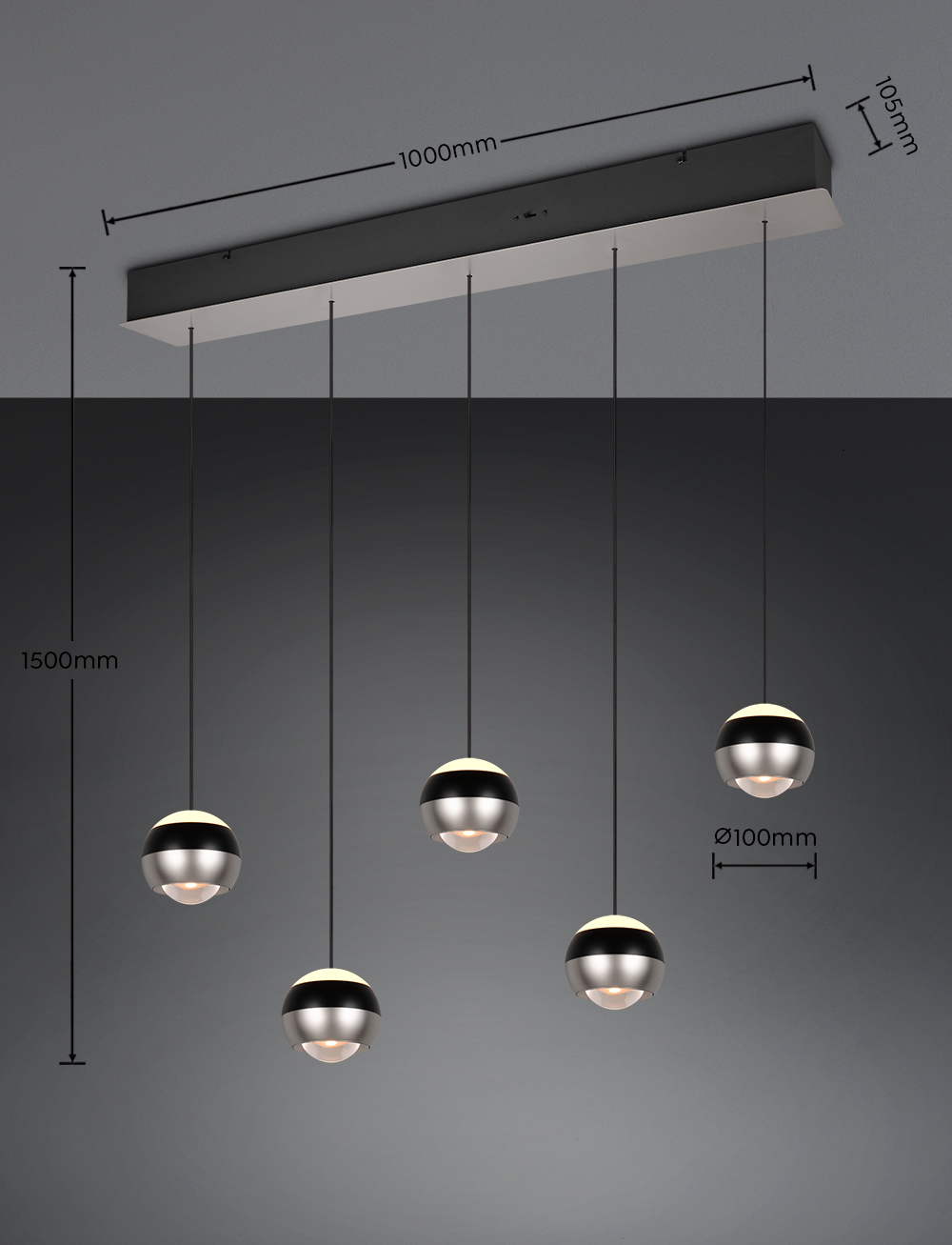 Trio Select hanglamp Orbit 5-lichts nikkel mat