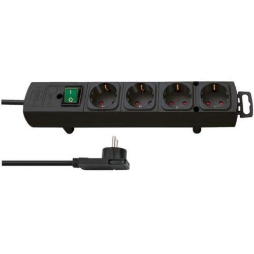 Brennenstuhl Comfort-Line Plus stekkerdoos met platte stekker 4-voudig zwart 2 mtr.