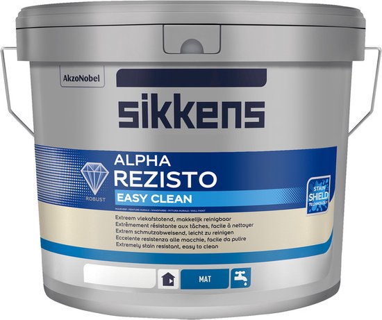 Sikkens muurverf alpha rezisto easy clean mat wit 5L