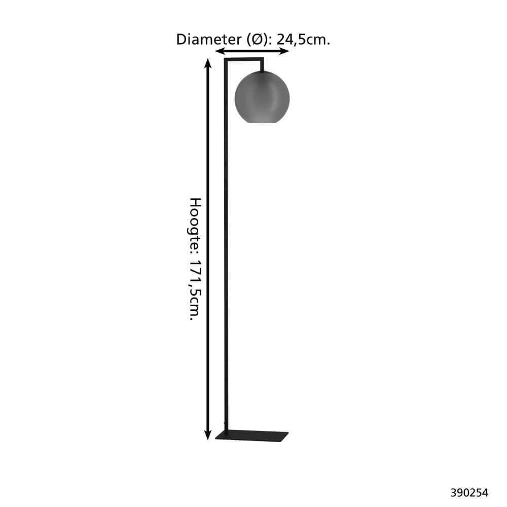 Eglo Arangona vloerlamp 1x E27 zwart/frosted