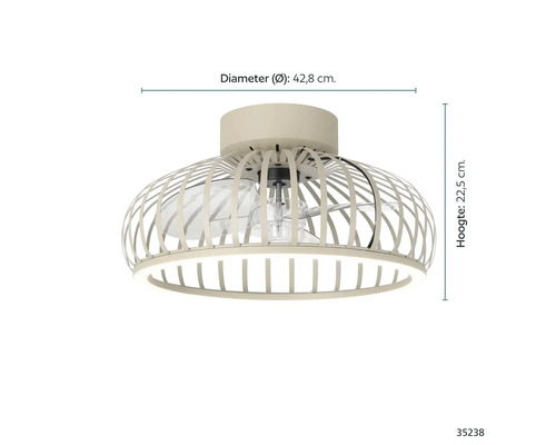 Eglo plafondventilator Mogano met LED verlichting Ø42,8x22,5cm zand