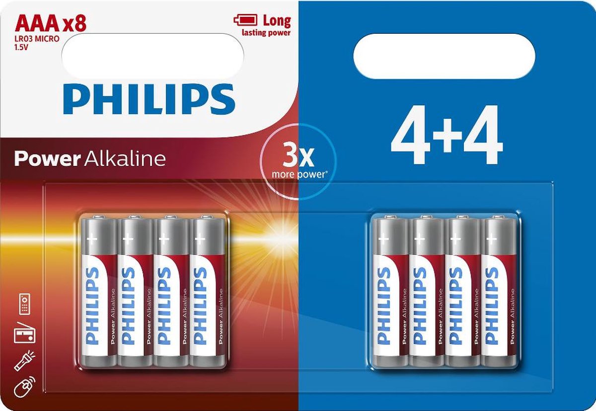 Philips Power Alkaline AAA LR03 (4+4 stuks)